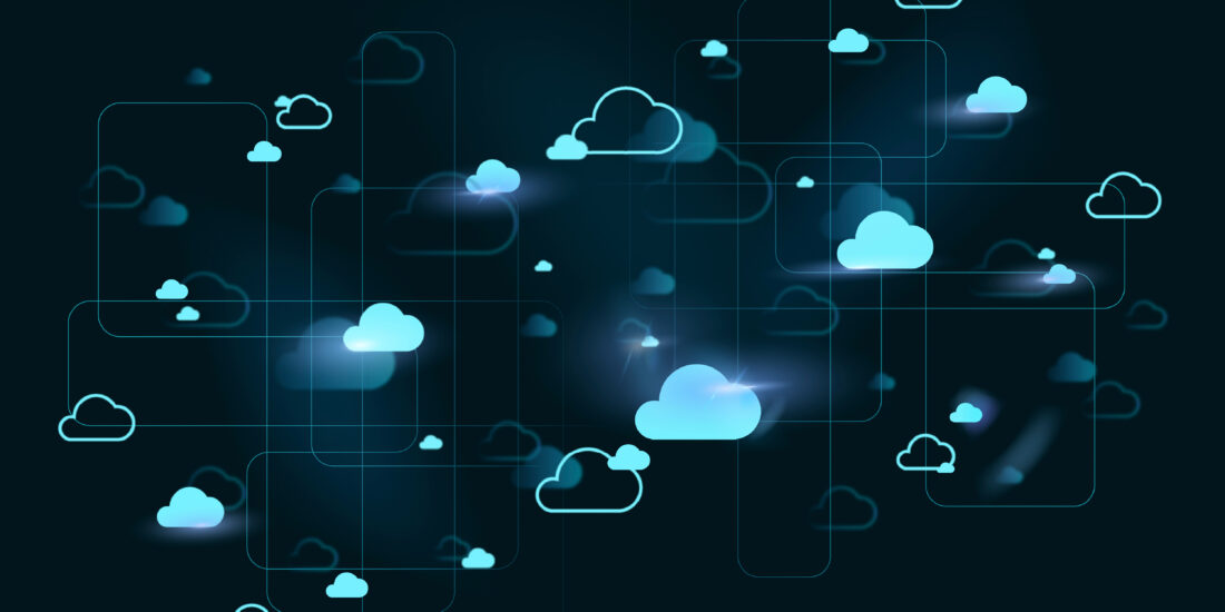 Cloud network system background vector for social media banner