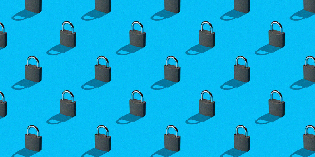 Image of Locks on a Blue Background