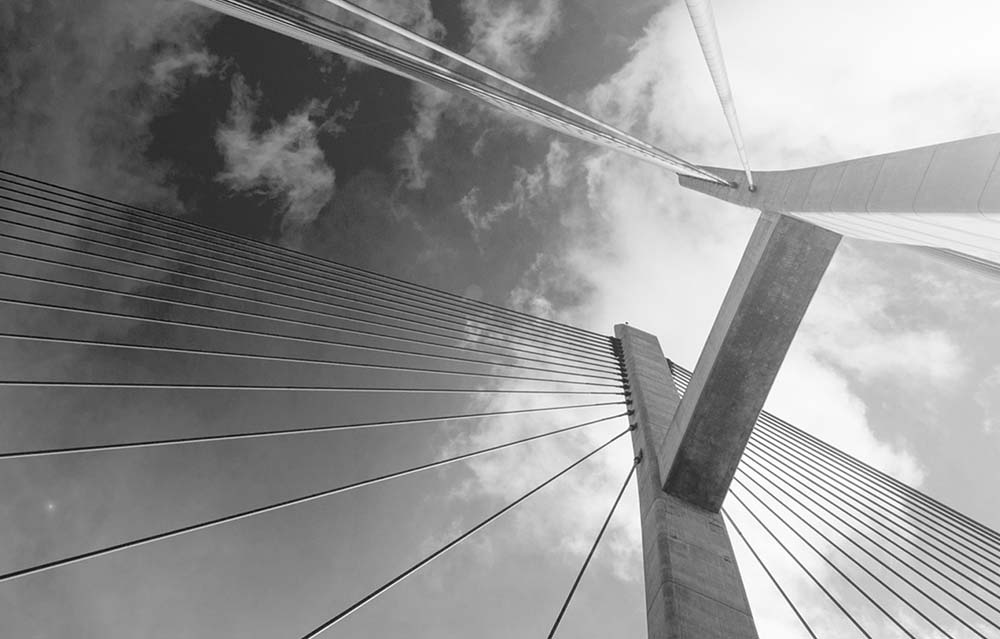 black and white bridge photograph