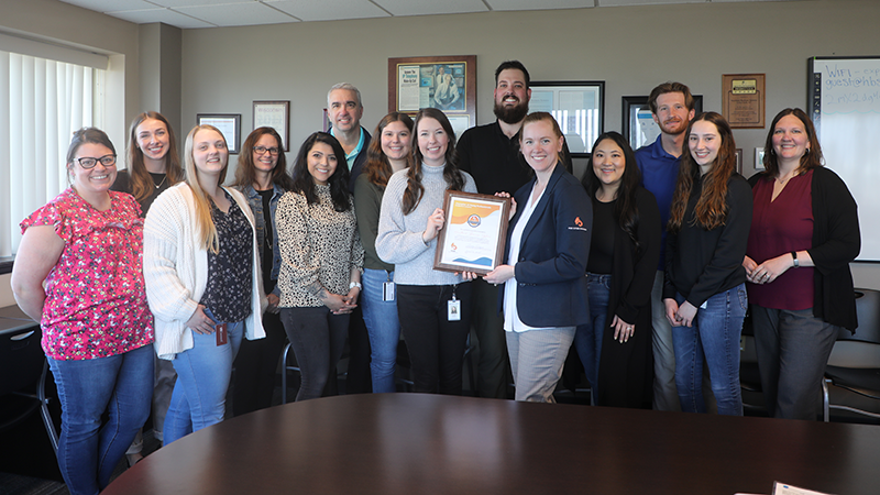 Members of the HBS team receive the Fox Cities Chamber Champion of Young Professionals Award.