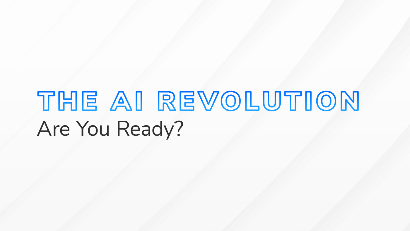The text "The AI Revolution Are You Ready?" overlaid a white and grey textured background, signifying the importance of how to prepare for AI in an organization. The text "The AI Revolution Are You Ready?" overlaid a white and grey textured background, signifying the importance of how to prepare for AI in an organization.