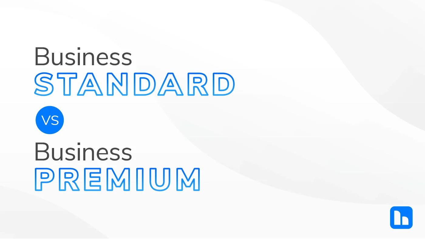 Microsoft 365 Business Standard vs Business Premium comparison graphic